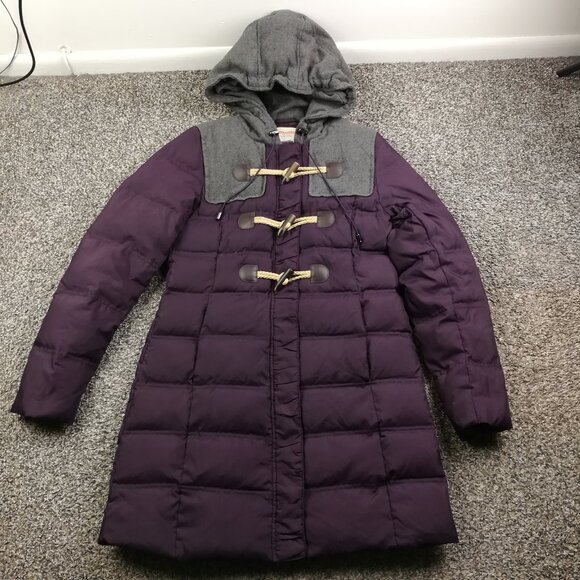 Anthropologie Cartonnier Coat Down Puffer Toggle Button Jacket Wool Purple Sz 4 - Picture 1 of 14